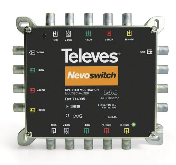 Televes 5x2-fach Guss-Verteiler  SAV525G         NEVO VD:4-6dB 5-2400MHz 714905