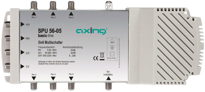 AXING Multischalter 5in6 basic SPU 56-05 Quad-LNB-tauglich SAT aktiv terr. passiv