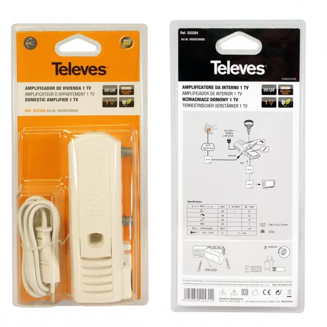 Televes BK-Verstärker 25dB    KROK25RK65 88-1006MHz, RK 5-65MHz PST + Entzerrer