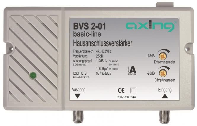 AXING Hausanschlussverstärker   BVS 2-01       25dB,98dB,47-862MHz,einstellbar