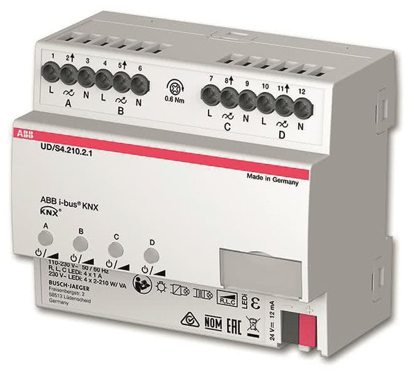 ABB LED-Dimmer 4x210 W/VA  UD/S4.210.2.1 Busch-Installationsbus KNX REG-Universa