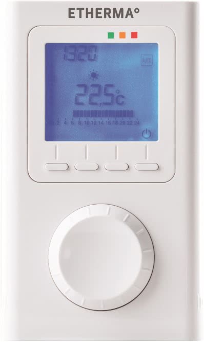 Etherma Elektronisches Funk-Raum- ET-14A thermostat m.Uhr LCD-Anzeige 40595