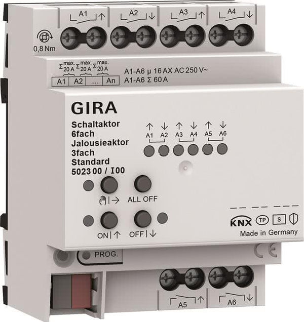 GIRA Schalt-/Jalousieaktor 6f/3f  502300 16 A REG  KNX Secure Standard