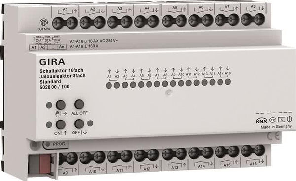 GIRA Schalt-/Jalousieaktor 16/8f 502800 16 A REG KNX Secure Standard