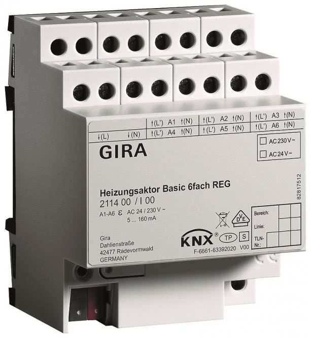 GIRA Heizungsaktor 6f basic KNX   211400 REG