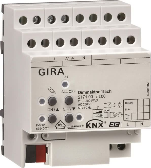 GIRA Universal-Dimmaktor 1-fach   217100 KNX/EIB REG 500W