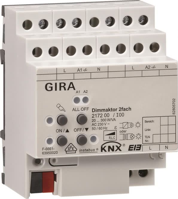 GIRA Universal-Dimmaktor 2-fach   217200 KNX/EIB REG 2x300W