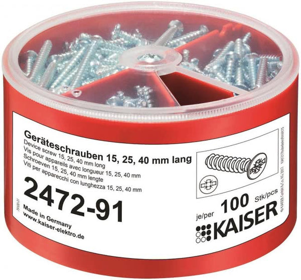 Kaiser Geräteschrauben-Box       2472-91 ** je 100 Schrauben Ø3,2xLänge 15/25/40