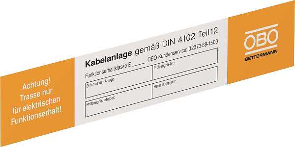 OBO KS-E DE Kennzeichnungsschild f.Funktionserhalt 250x43mm PVC 7205423