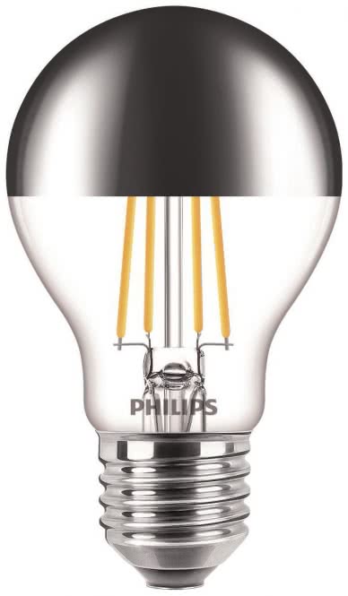 PHIL MAS Value LEDbulb 7,2-50W/927 AGL E27 650lm Kopfspiegel silber   EEK F