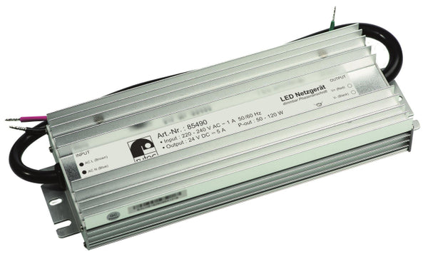 Rutec LED-Netzgerät 24V 50-120W    85490 IP67 Dimmb. 220-240V AC, Phasenanschn.