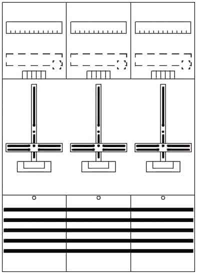 Striebel Komplettfeld 3 Zähler    DF37C3 bestückt und vorverdrahtet  1050mm BH3