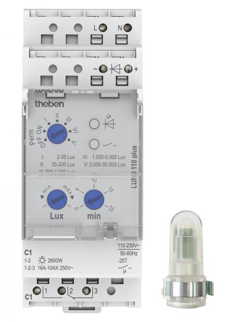 THEB Dämmerungsschalter    LUNA110plusEL 2-50000lx 0-20min 1K Einbaulichtsensor