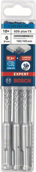 Bosch 10xHammerbohrer SDS-plus-7X Expert 6,0x165/100mm 4-Schneider     2608900160