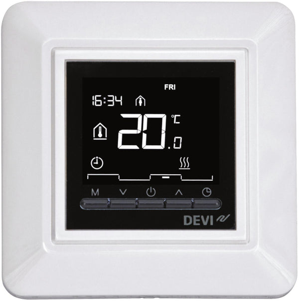 DEVI Timer-Thermostat OPTI       140F105 mit weißem Einfachrahmen