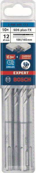 Bosch 10xHammerbohrer SDS-plus-7X Expert 12,0x165/100mm 4-Schneider    2608900173