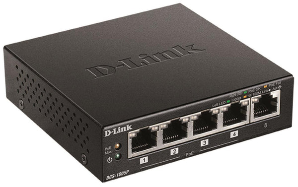 D-Link 5-Port Desktop        DGS-1005P/E Gigabit PoE+Switch 5x 10/100/1000Mbit/s