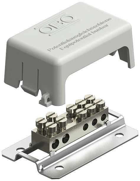 OBO 1809 BG Potentialausgleichsschiene f Kleinanlagen 72x45mm CuZn grau 5015502