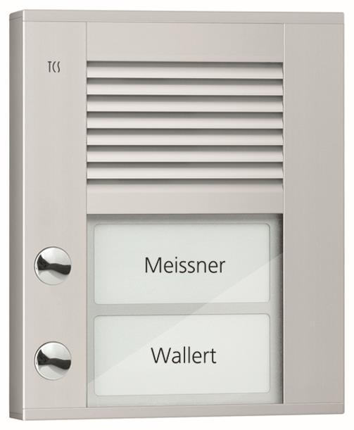 TCS Audio Außenstation PDS   PDS02-EN/04 2 Tasten 1-reihig AP silber