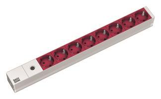 Bachmann 19" 1HE 8xSchuko rot    333.410 1xFUSE 10A Strom 2m IEC