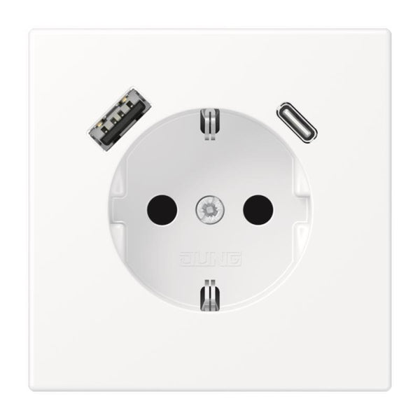 Jung SCHUKOsteckdose      LS1520-15CAWWM m.USB Typ AC schneeweiß