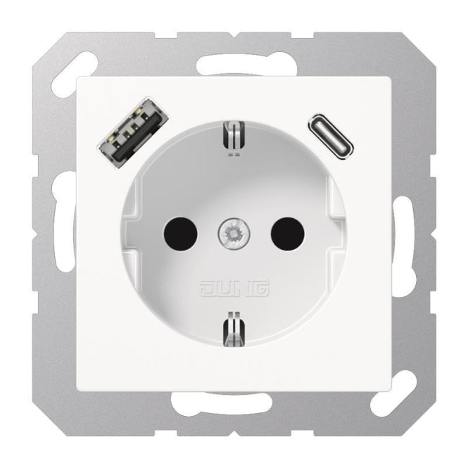 Jung SCHUKOsteckdose m.USB  A1520-15CAWW Typ AC alpinweiß