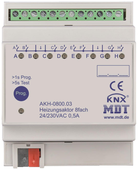 MDT AKH-0800.03 Heizungsaktor 8fach 4TE REG 24-230VAC