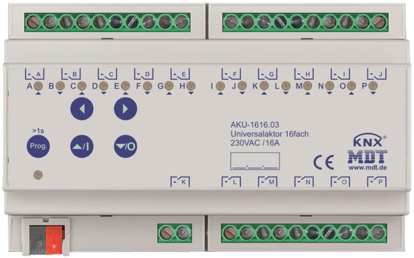 MDT AKU-1616.03 Universalaktor 16fach 8TE REG 16A 230VAC 100F 15EVG