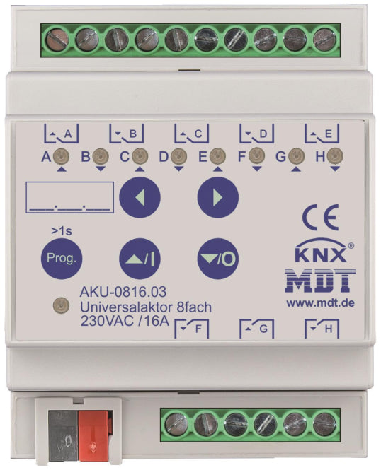 MDT AKU-0816.03 Universalaktor 8fach 4TE REG 16A 230VAC 100F 15EVG