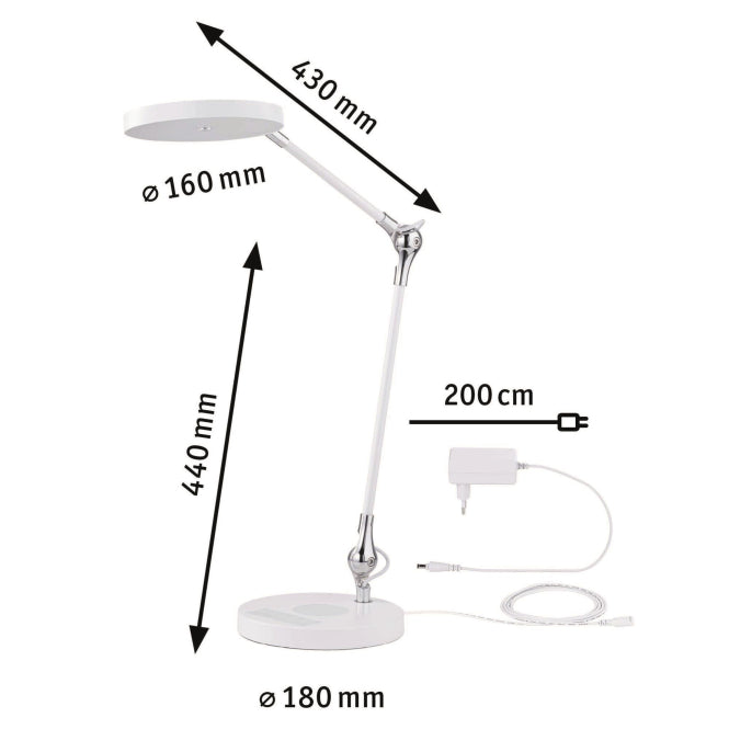 PAULM Tischleuchte Numis 11W ws   79884 24W 1000lm 2700-6500K Touchdim QI-Ladung