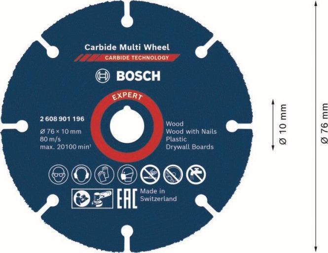 Bosch EXPERT Trennscheibe 76x10mm Carbide Multiwheel            2608901196