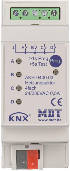 MDT AKH-0400.03 Heizungsaktor 4fach 2TE REG 24-230VAC