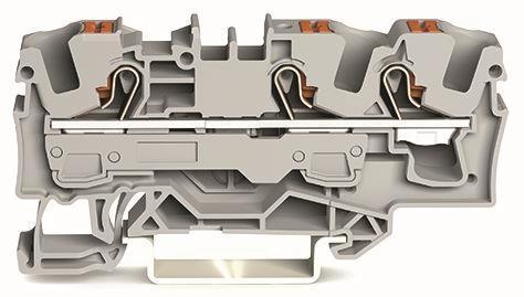 WAGO 2206-1301 3-Leiter-Durchgangsklemme ,mit Drücker,6mm²,grau