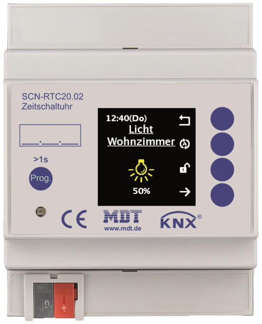 MDT SCN-RTC20.02 Schaltuhr m.20Kanälen u.aktivem Farbdisplay 4TE REG