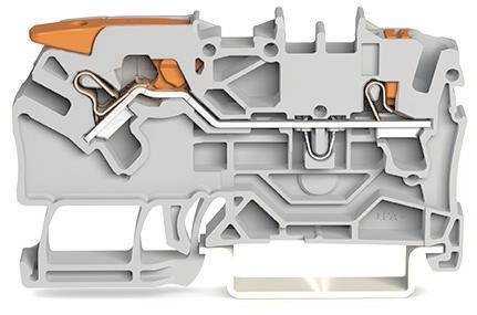 WAGO 2102-5201 2-Leiter-Durchgangsklemme ,mit Hebel und Drücker,2,5mm²,grau