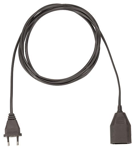 Bachmann Verlängerung 3m schwarz 233.185 H03VVH2-F 2x0,75 Eurostecker/Eurokuppl.